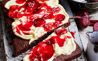 Choc-beetroot red devil sheet cake