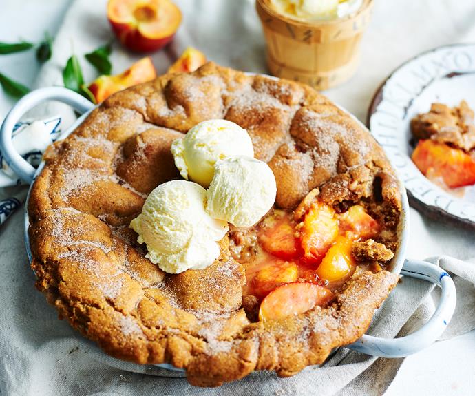 **[Peaches and cream pie](https://www.womensweeklyfood.com.au/recipes/peaches-cream-pie-32643|target="_blank")**

With a buttery and soft pastry with a hint of cinnamon and a fruity peach filling, this peaches and cream pie is one you will not easily forget.