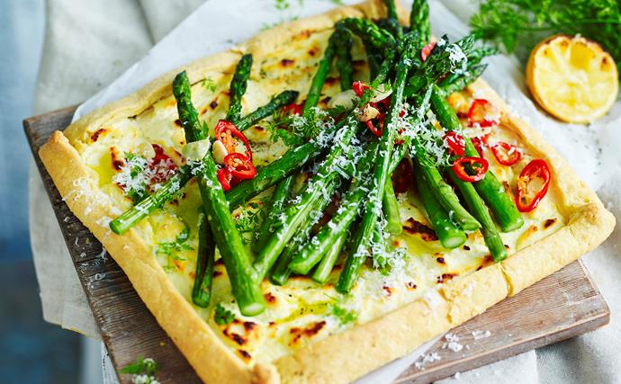 Loaded asparagus and ricotta galette