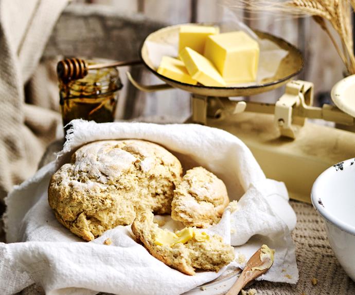 This delicious [damper](https://www.womensweeklyfood.com.au/recipes/damper-9236|target="_blank") is best enjoyed hot from the oven with lashings of butter. Serve on its own, or as an accompaniment to a hearty bowl of soup.