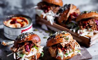 Pulled pork sliders with apple slaw and chipotle mayo