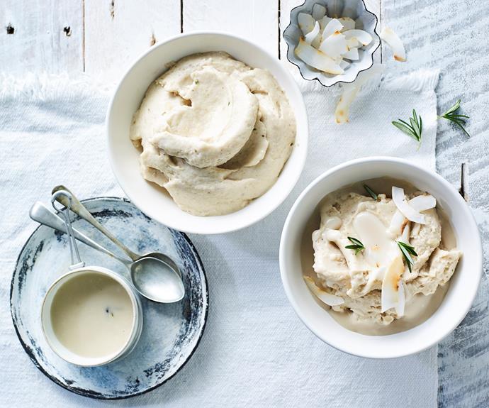 **[Banana, coconut and rosemary nice-cream](https://www.womensweeklyfood.com.au/recipes/banana-coconut-nice-cream-32728|target="_blank")**

This frozen dessert uses the summer fruit, coconut milk and honey for a delightful dairy-free ice-cream alternative. Can be made vegan by substituting the honey. 