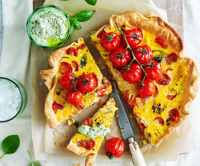 **[Sweet corn and roasted tomato tart](https://www.womensweeklyfood.com.au/recipes/sweet-corn-and-roasted-tomato-tart-32761|target="_blank")**

Tomatoes and sweet corn are now in season, meaning it's the perfect time to create this seasonal tart. Ideal for light dinners, picnics and lunches.