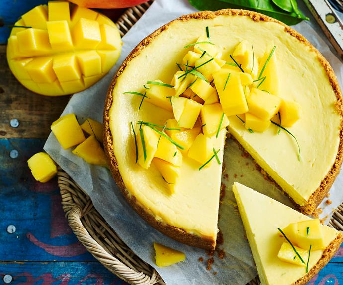 **[Mango and kaffir lime baked cheesecake](https://www.womensweeklyfood.com.au/recipes/mango-and-kaffir-lime-baked-cheesecake-32767|target="_blank")**

Sweetened with palm sugar and flavoured with kaffir lime, this mango baked cheesecake takes fragrant Thai flavours to create a truly indulgent dessert