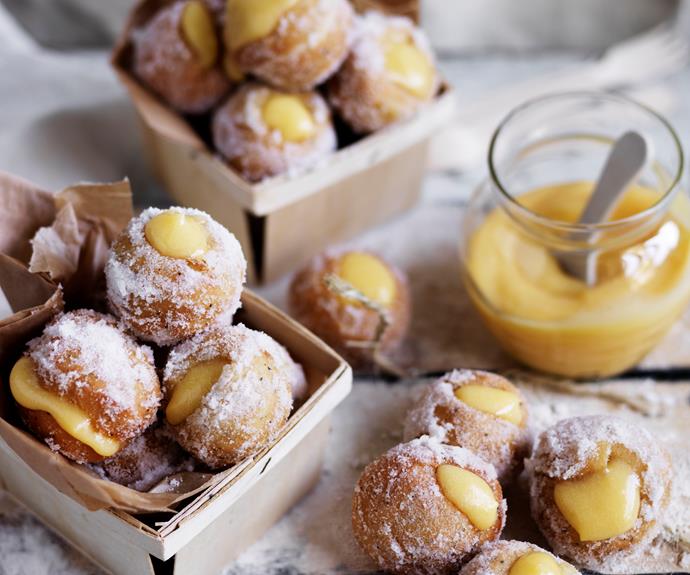 **[Earl grey bomboloni with lemon curd](https://www.womensweeklyfood.com.au/recipes/earl-grey-bomboloni-with-lemon-curd-32795|target="_blank")**

These little Italian doughnuts with a hint of bergamot and bursting with lemon curd are a great starting point if you are new to making doughnuts.