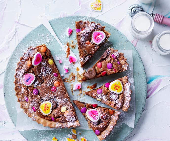 **[Gooey chocolate chip cookie pie](https://www.womensweeklyfood.com.au/recipes/gooey-chocolate-chip-pie-32869|target="_blank")**

This gorgeous pie with a homemade sweet shortcrust pastry and filled with a gooey chocolate filling and topped with your favourite assorted candy