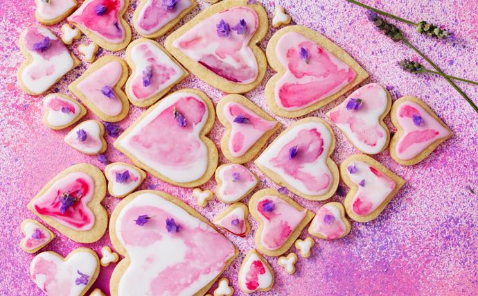 lavender heart cookies