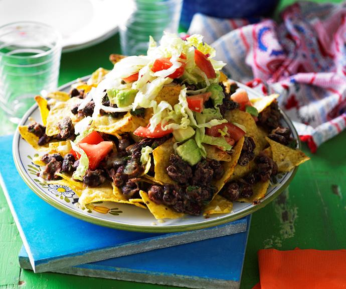 **[Vegetarian bean nachos](https://www.womensweeklyfood.com.au/recipes/bean-nachos-12090|target="_blank")**

Topped with shredded iceberg lettuce, chopped avocado and tomato, this Mexican vegetarian dish is a winner with both the kids and adults.