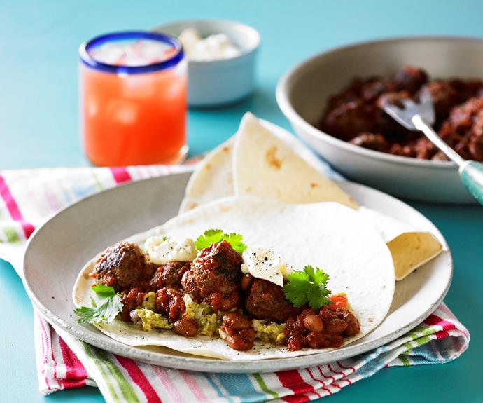 **[Albondigas (Mexican-style meatballs)](https://www.womensweeklyfood.com.au/recipes/albondigas-32917|target="_blank")**

These tasty Mexican/Spanish meatballs in a rich, flavourful tomato and bean sauce are a classic tapas dish. Serve with sour cream and tortilllas.