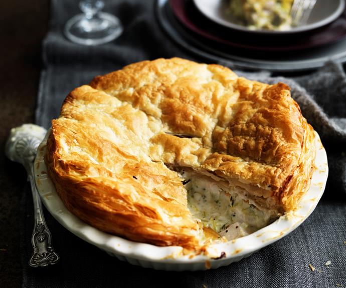 **[Chicken and leek pie](https://www.womensweeklyfood.com.au/recipes/chicken-and-leek-pie-9269|target="_blank")**

With beautifully flaky pastry and a hint of mustard cutting through the creamy filling, this recipe is perfect for a family weekend lunch.