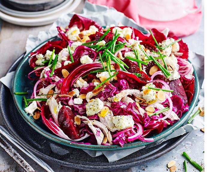 **[Red salad with chicken](https://www.womensweeklyfood.com.au/recipes/red-salad-3634|target="_blank")** 

This red chicken salad with red cabbage and beetroot is full of fresh flavours and vibrant colour for a fresh take on your chicken salad.