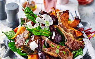 Minted lamb cutlets with beetroot salad