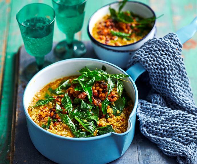 **[Spinach dhal](https://www.womensweeklyfood.com.au/recipes/spinach-dhal-4507|target="_blank")**

This hearty vegetarian curry dish is packed with hearty goodness of lentils, freekeh and beans mix and rich curry flavours for a gorgeous vegan dish