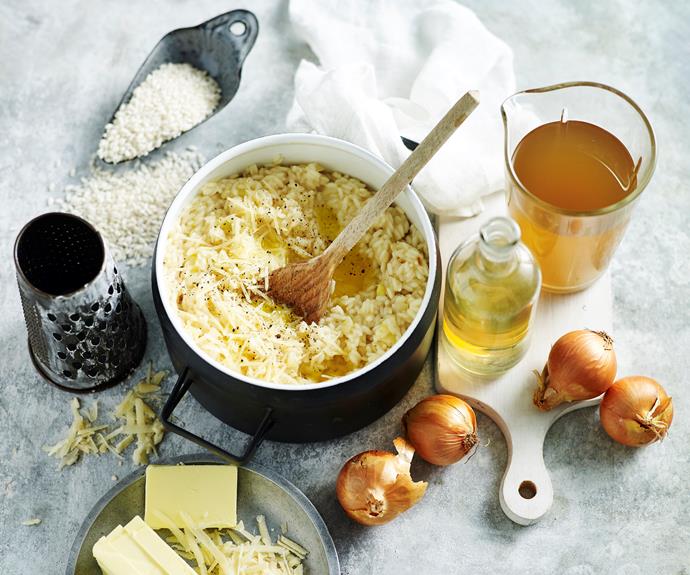 **[Basic risotto](https://www.womensweeklyfood.com.au/recipes/basic-risotto-9510|target="_blank")** 

Make our basic risotto and customise it to your liking. Add any chicken, seafood or vegetables to create a tasty risotto. Your options are endless.