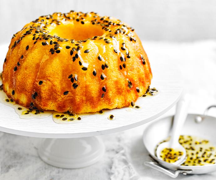 **[Passionfruit and lemon syrup cake](https://www.womensweeklyfood.com.au/recipes/passionfruit-and-lemon-syrup-cake-15187|target="_blank")**

Smothered in fresh passionfruit and dripping with syrup, this passionfruit and lemon drizzle cake is rich, sweet and tart. Serve warm with cream