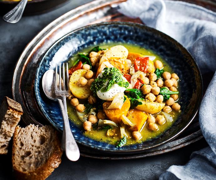 Basil, chickpea and vegetable stew
