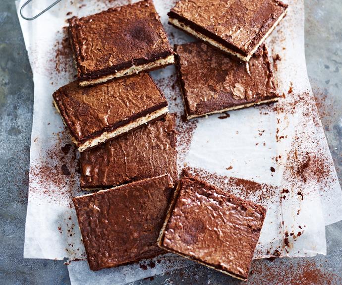 **[Rich chocolate almond slice](https://www.womensweeklyfood.com.au/recipes/rich-chocolate-almond-slice-10107|target="_blank")** 

A layer of chocolate and an almond nougat-like layer and a rich chocolate topping with a hint of brandy, this is one for the grown ups.