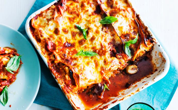 frying pan vegetable and ricotta lasagne