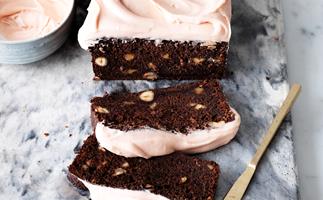 Choc-beetroot hazelnut loaves with ruby frosting