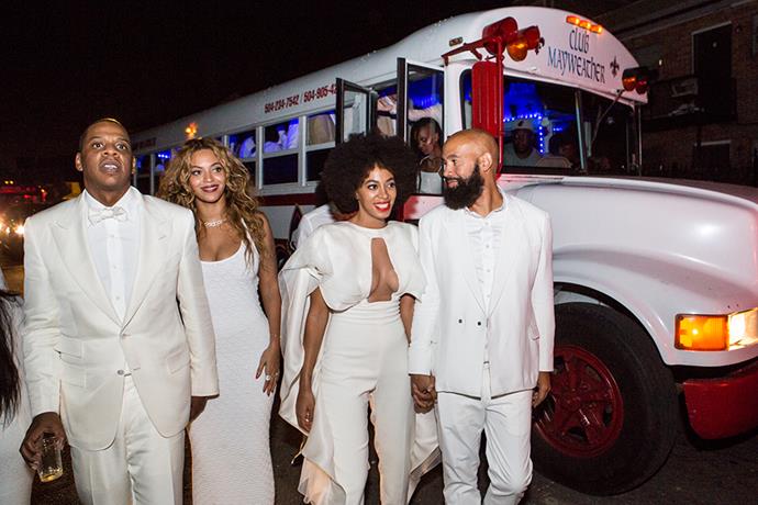 Jay-Z, Beyoncé, Solange and Alan Ferguson at the reception