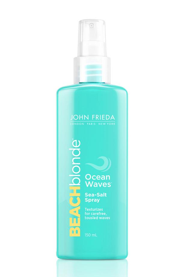<p><strong>Hair</strong></p> <p>Spray this <a href="http://www.elle.com.au/news/beauty-news/2014/11/john-frieda-brings-back-the-cult-classic-beach-blonde-range/">cult classic</a> into the mid lenghts of hair to add texture and volume.</p> <p><em>Beach Blonde Ocean Waves Sea-Salt Spray, $16.99, John Frieda, <a href="http://www.johnfrieda.com.au">johnfrieda.com.au</a></em></p>