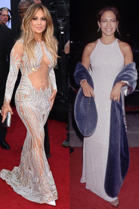 <strong>JENNIFER LOPEZ</strong> <BR> <strong>Now:</strong> At the Billboard Music Awards <BR> <strong>Then:</strong> At a red carpet event in the '90s
