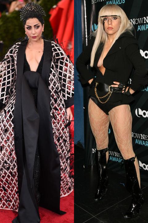 <strong>LADY GAGA</strong> <BR> <strong>Now:</strong> At the Met Gala <BR> <strong>Then:</strong> At the 2008 NewNowNext Awards