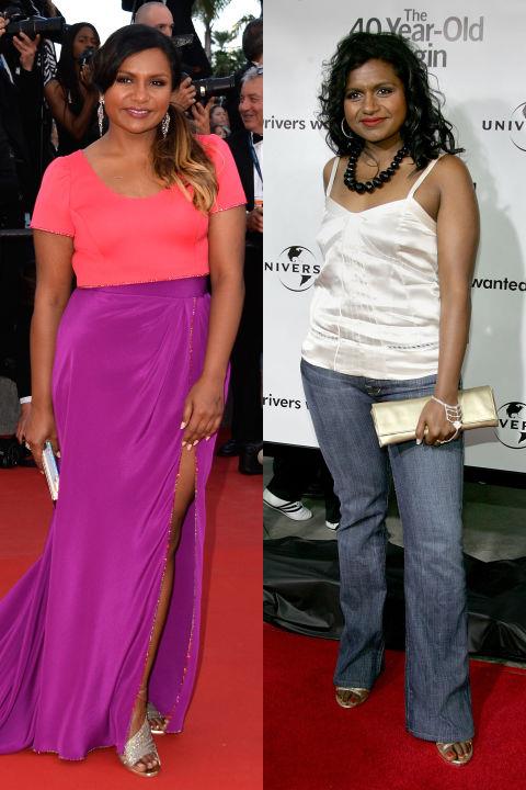 <strong>MINDY KALING</strong> <BR> <strong>Now:</strong> At the Cannes Film Festival <BR> <strong>Then:</strong> At <em>The 40-Year-Old Virgin</em> premiere in 2005
