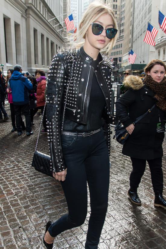<strong>FEBRUARY 17, 2015</strong> <BR> On her way to the Diesel Black Gold show at New York Fashion Week