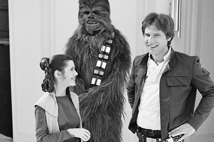 <strong><em>Star Wars Episode V: The Empire Strikes Back</strong></em><br> <strong>People:</strong> Carrie Fisher (23) and Harrison Ford (37)<br> <strong> Age gap:</strong> 14 years