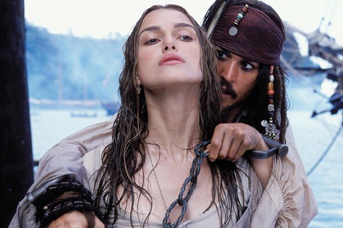 <strong><em>Pirates of the Caribbean</strong></em><br> <strong>People:</strong> Keira Knightley (21) and Johnny Depp (43)<br> <strong> Age gap:</strong> 22 years