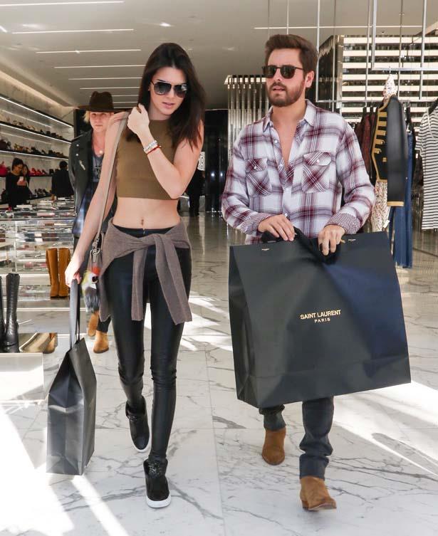 <p>December 23, 2014</p> <p>Kendall Jenner and Scott Disick shopping in Saint Laurent in LA.</p>