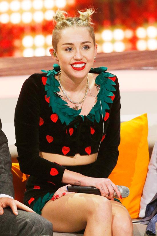 Miley Cyrus on <em>Wetten, dass..?</em>, a German TV show, November 2013.