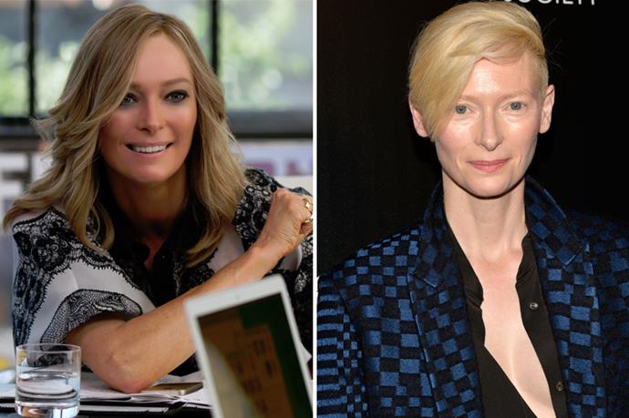Tilda Swinton's transformation in <em>Trainwreck </em>didn't require weight loss, hair shaving or piercings, but it did require a lot of fake tan.