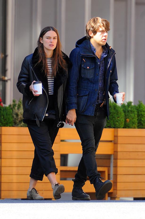 Exhibit B: Keira chooses low suede brogues over boots and swaps her jeans for black pants.
