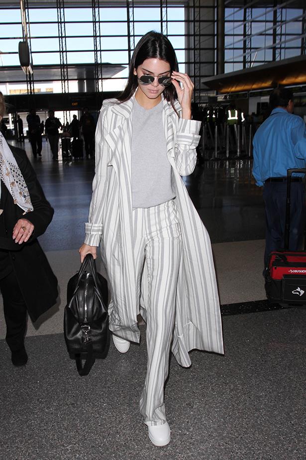 Kendall's pajama party look was perfect for a long flight.
