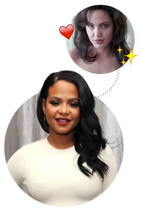 <p> Christina Milian <3s Gia Angelina Jolie <p> "Angelina Jolie. When I saw her in Gia I was blown away. And the same thing with Jennifer Lopez when she was in Selena. She did such a fantastic job that I almost believed she was her."