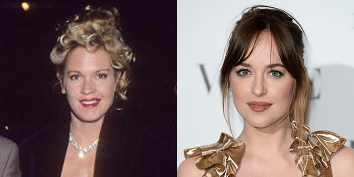 <strong>Melanie Griffith and Dakota Johnson</strong> <br><br> At 26 years old.
