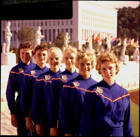 <p> <strong>1960</strong><p> <p> U.S. athletes at the Summer Olympics in 1960. The '60s sees the rise of coordinated tracksuits for men and women.
