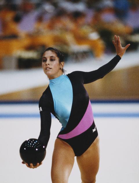 <p> <strong>1984</strong><p> <p> U.S. gymnast Valerie Zimring performs in the rhythmic gymnastics competition.