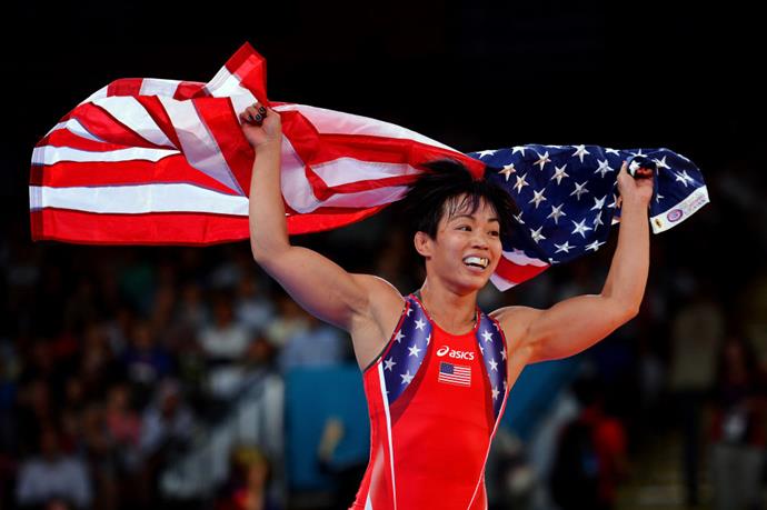 <p> <strong>2012</strong><p> <p> U.S. wrestler Clarissa Kyoko Mei Ling celebrates her bronze medal for women's freestyle wrestling at the London Olympics.