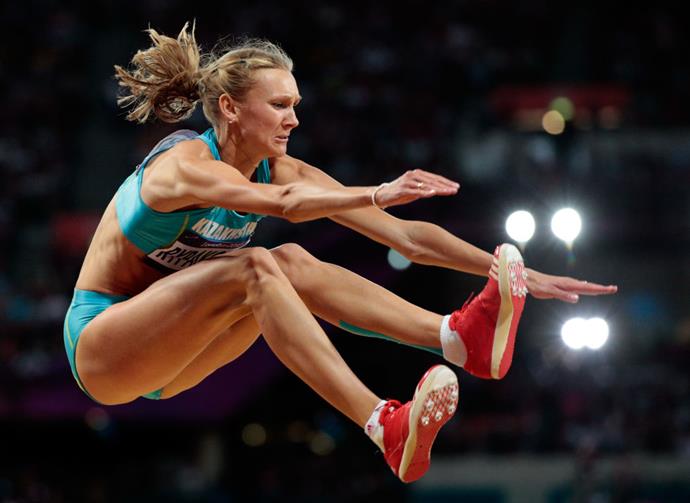 <p> 2012<p> <p> Olga Rypakova of Kazakhstan competing in the triple jump final in London.