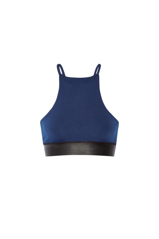 Neoprene sports bra, $133, <a href="https://www.net-a-porter.com/au/en/product/764240/olympia_activewear/thalia-neoprene-trimmed-stretch-jersey-sports-bra">Olympia Activewear at net-a-porter.com</a>.
