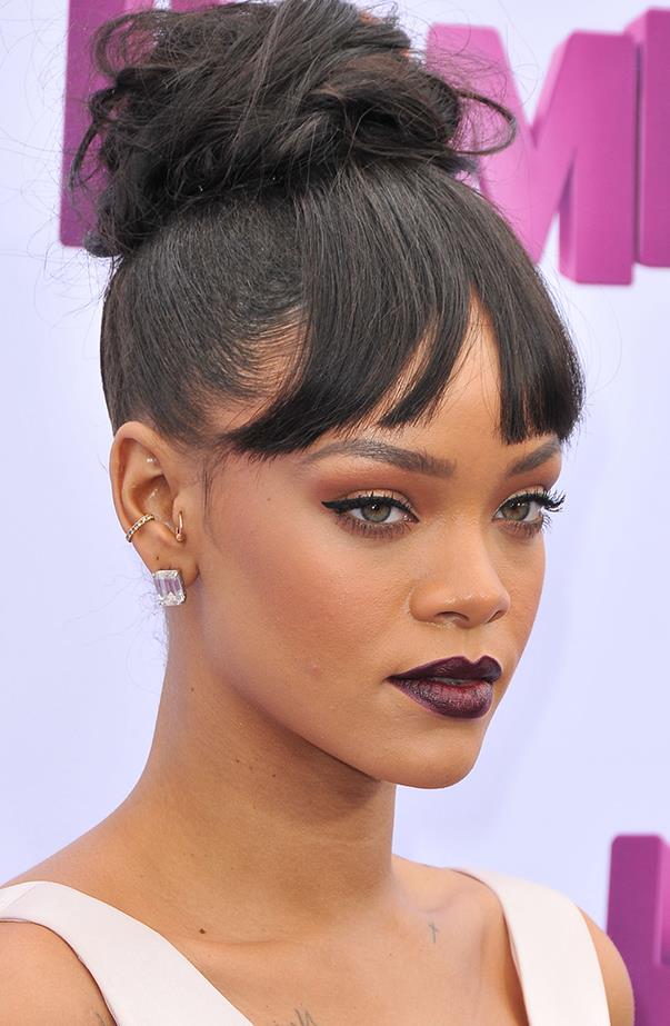 <p>Rihanna has at least four piercings in her right ear, including a conch and tragus piercing.
