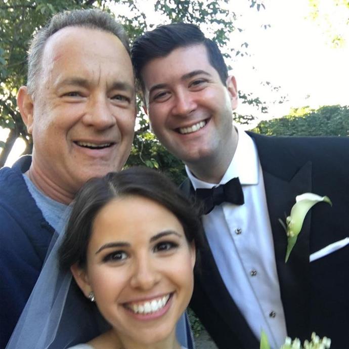 <p><strong>Tom Hanks</strong> <p>Tom Hanks was walking through Central Park when he stumbled across newlyweds Elizabeth and Ryan, who were doing their wedding shoot. He took a selfie with them and <a href="https://www.instagram.com/p/BKwSD-vA20m/?taken-by=tomhanks&hl=en">posted on Instagram</a>, "Elizabeth and Ryan! Congrats and Blessings! Hanx." Their wedding photographer also captured the action.