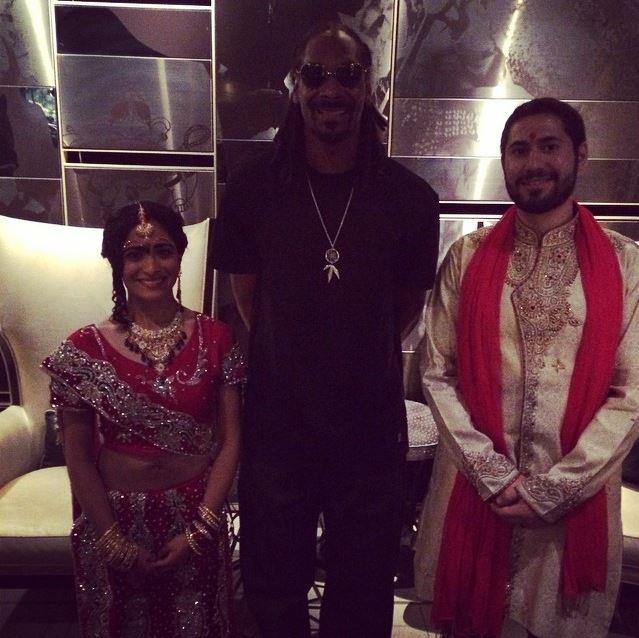 <p><strong>Snoop Dogg</strong> <p>Snoop Dogg made Neesha Ghadiali and and Joe Scheller's big day even more special by <a href="http://www.nydailynews.com/entertainment/gossip/snoop-dogg-crashes-chicago-couple-wedding-article-1.1924922">taking photos</a> with the newlyweds at their reception in Chicago in 2014. Their official photographer saw the rapper exiting a limo and asked a member of his entourage if he could drop by, since the groom's mother was "Snoop's biggest fan."