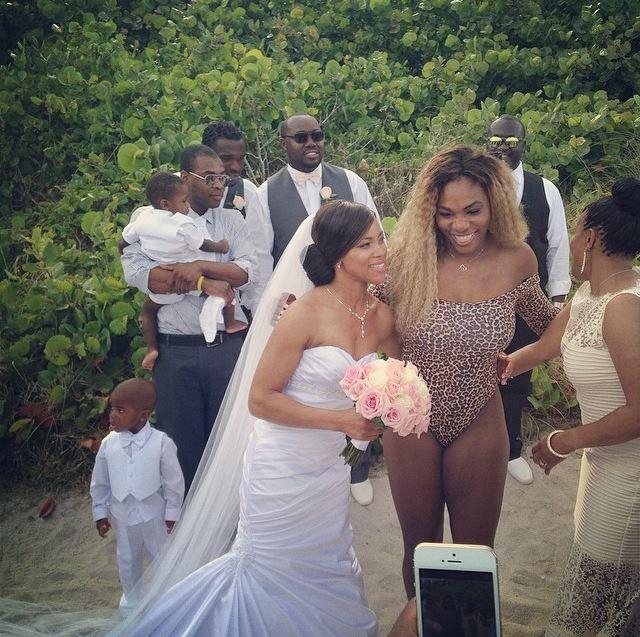 <p><strong>Serena Williams</strong> <p>Serena Williams was a standout in her leopard print one-piece when she crashed the wedding of Ruth and Sam Kormoi in Miami Beach in 2014. To be fair, it was a beach wedding, and she took photos with the happy couple.