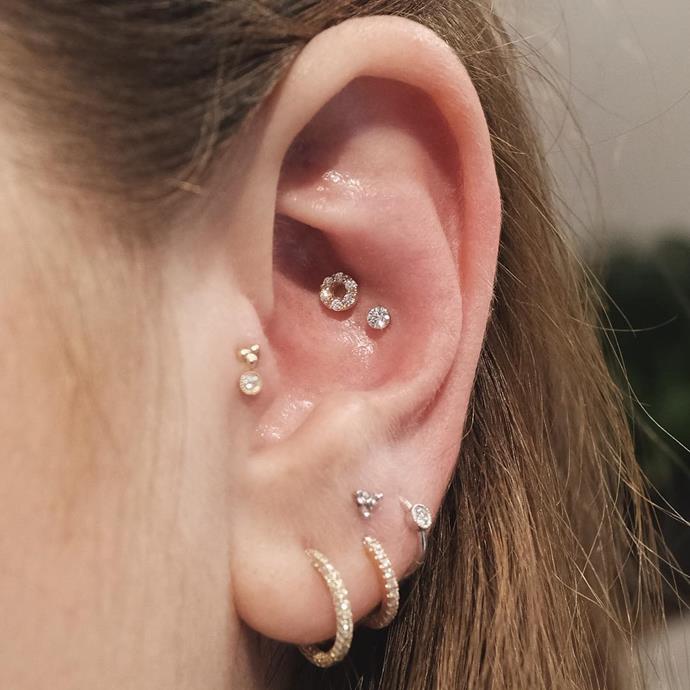 <p>Experimenting with piercing placement results in a unique statement look. <p><a href="https://www.instagram.com/p/BJm0L7OhiqH/" target="_blank">Instagram.com/bentauber</a>