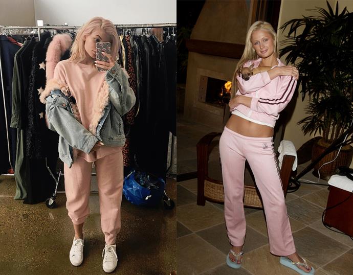 <p> THE PINK SWEATSUIT<P> <P> Kylie Jenner in September / Paris Hilton in 2003.