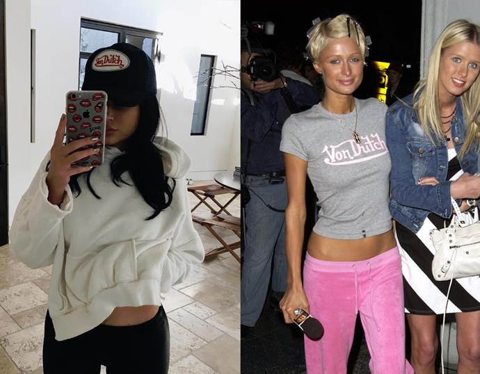 <p> THE VON DUTCH LOGO PIECE<P> <P> Kylie Jenner in October / Paris Hilton in 2003.